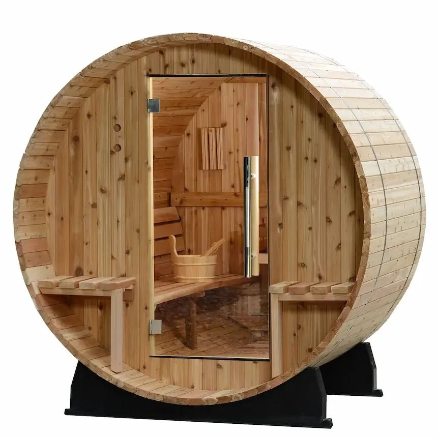 Almost Heaven 6′ x 4’+1′ Vienna 2-Person Barrel Sauna