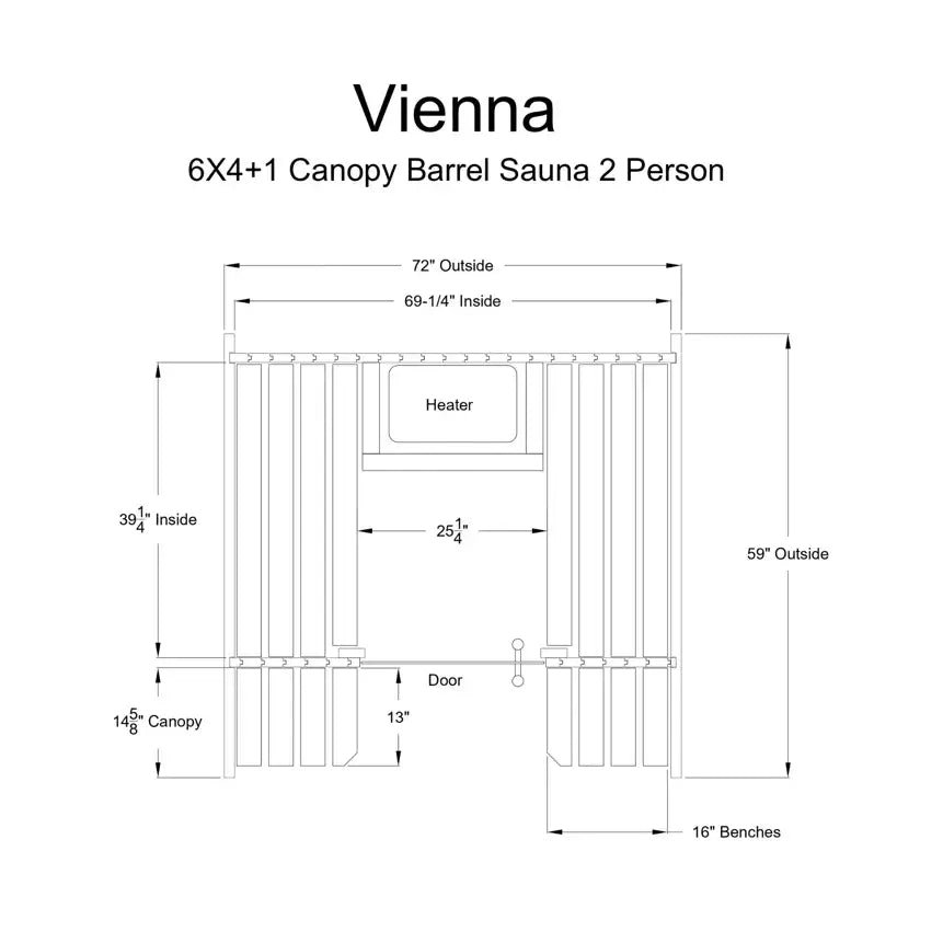 Almost Heaven 6′ x 4’+1′ Vienna 2-Person Barrel Sauna - Image 12