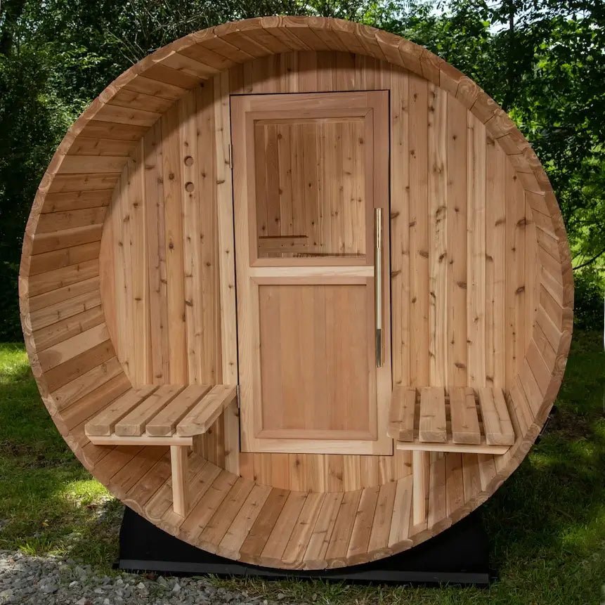 Almost Heaven 6′ x 6’+2′ Charleston 6-Person Barrel Sauna - Image 14