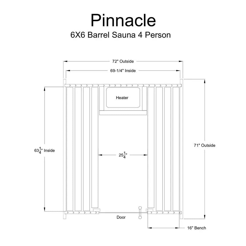 Almost Heaven 6′ x 6′ Pinnacle 4-Person Barrel Sauna - Image 10