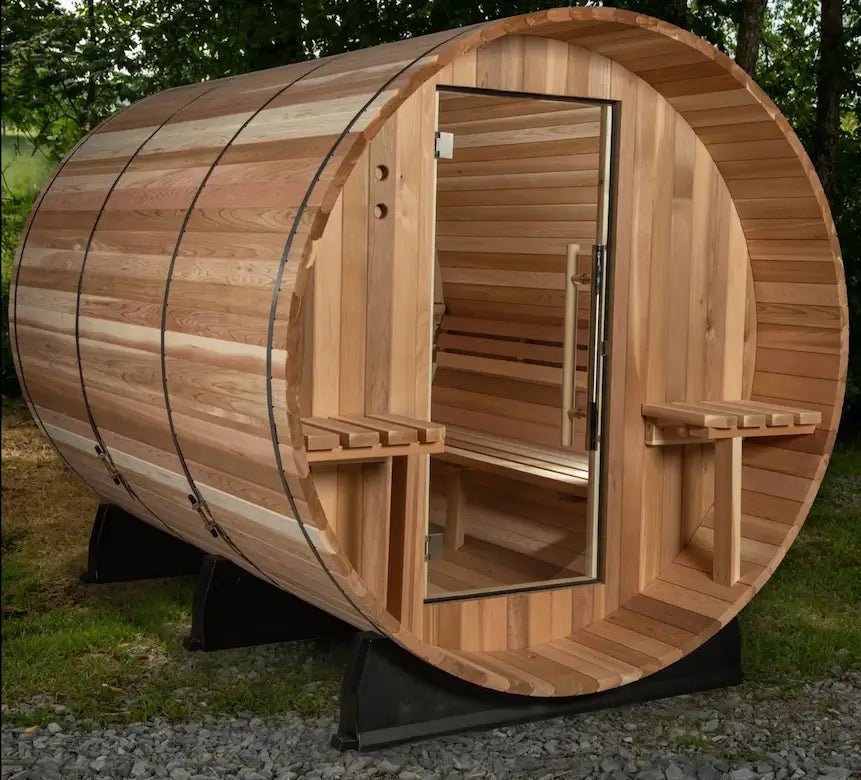 Almost Heaven 6′ x 7’+1′ Huntington 6-Person Barrel Sauna - Image 12