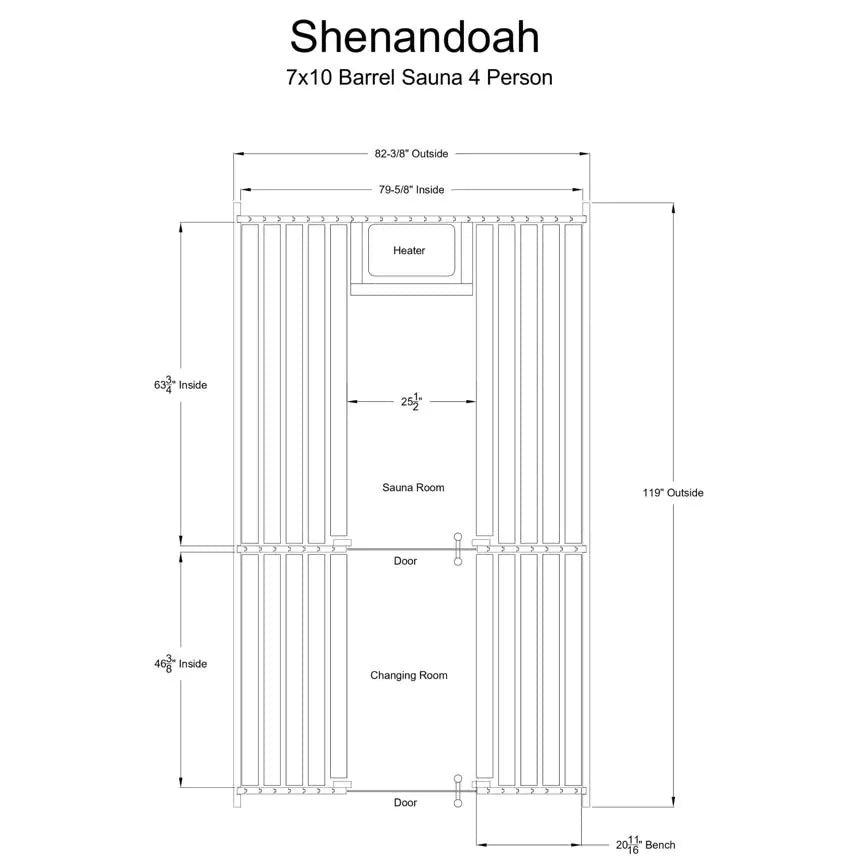 Almost Heaven 7′ x 10′ Shenandoah 8-Person Barrel Sauna - Image 6