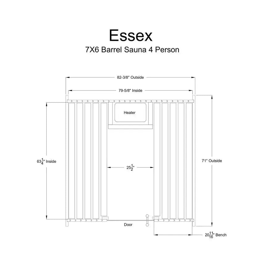 Almost Heaven 7′ x 6′ Essex 4-Person Barrel Sauna - Image 10