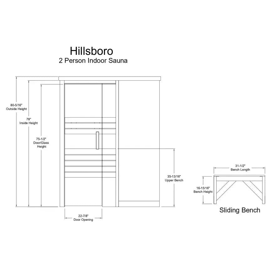 Almost Heaven Hillsboro 2-Person Prebuilt Sauna - Image 6