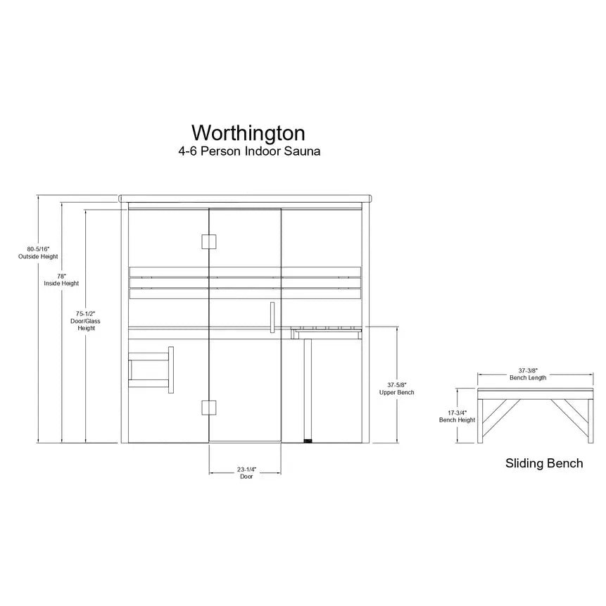 Almost Heaven Worthington 6 Person Sauna - Image 3