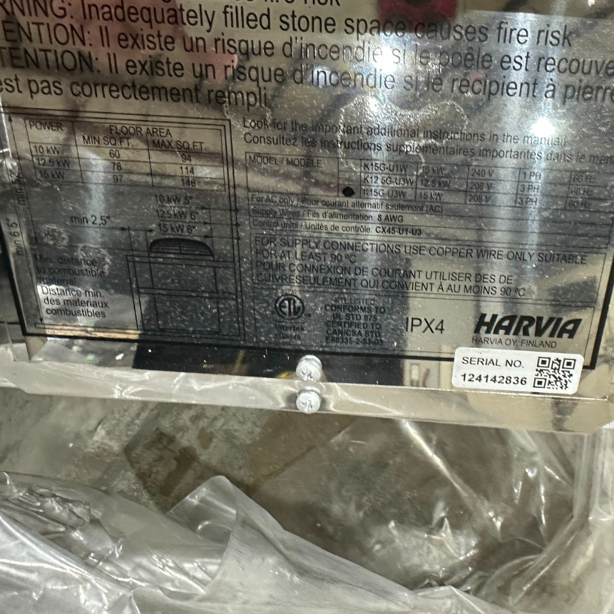 Harvia Club 15kW Electric Sauna Heater – 208V/3 Phase (Dent on Top Cover, Bent Cage) - Image 3