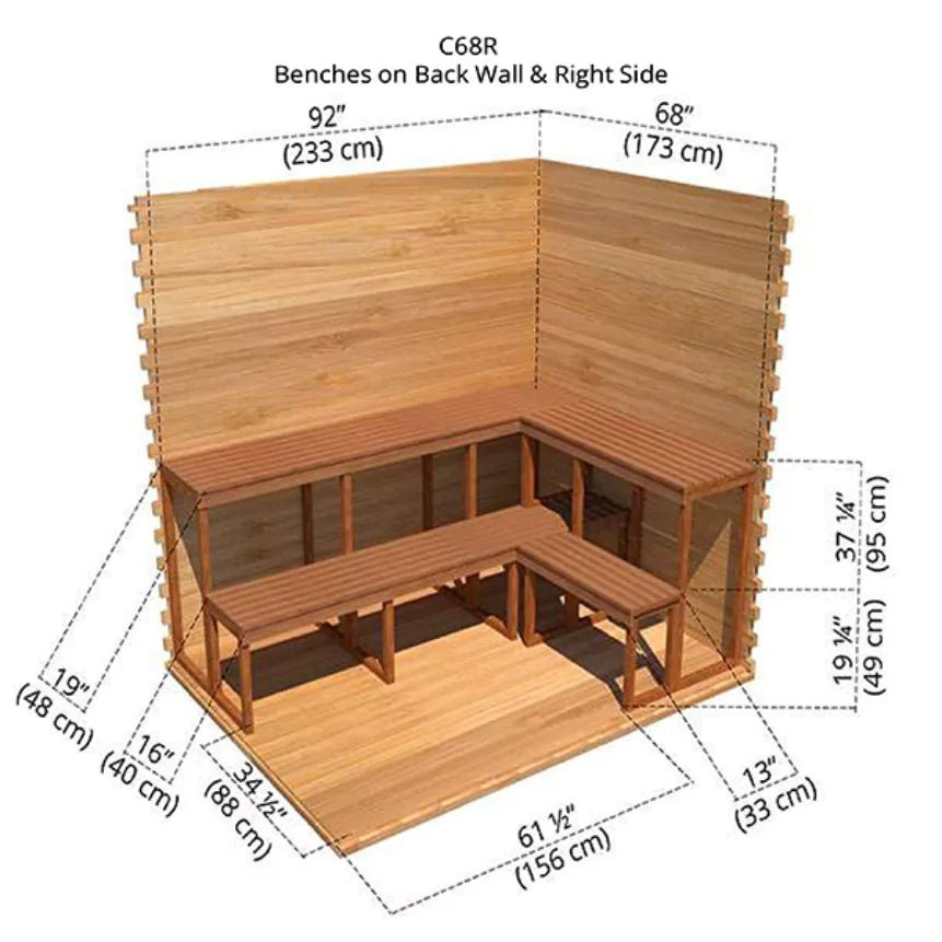 Dundalk 6′ x 8′ Outdoor Cabin Sauna - Clear Cedar - Image 4